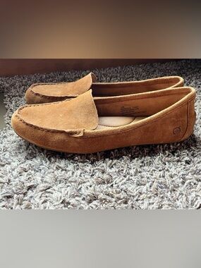 Born Loafers Shoes Womens Camel Suede Leather Slip On Axona Moc Driving 10M